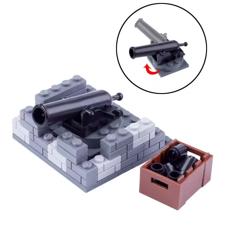 Military Artillery Stone-Fortified Cannon Base Custom Military MOC Set