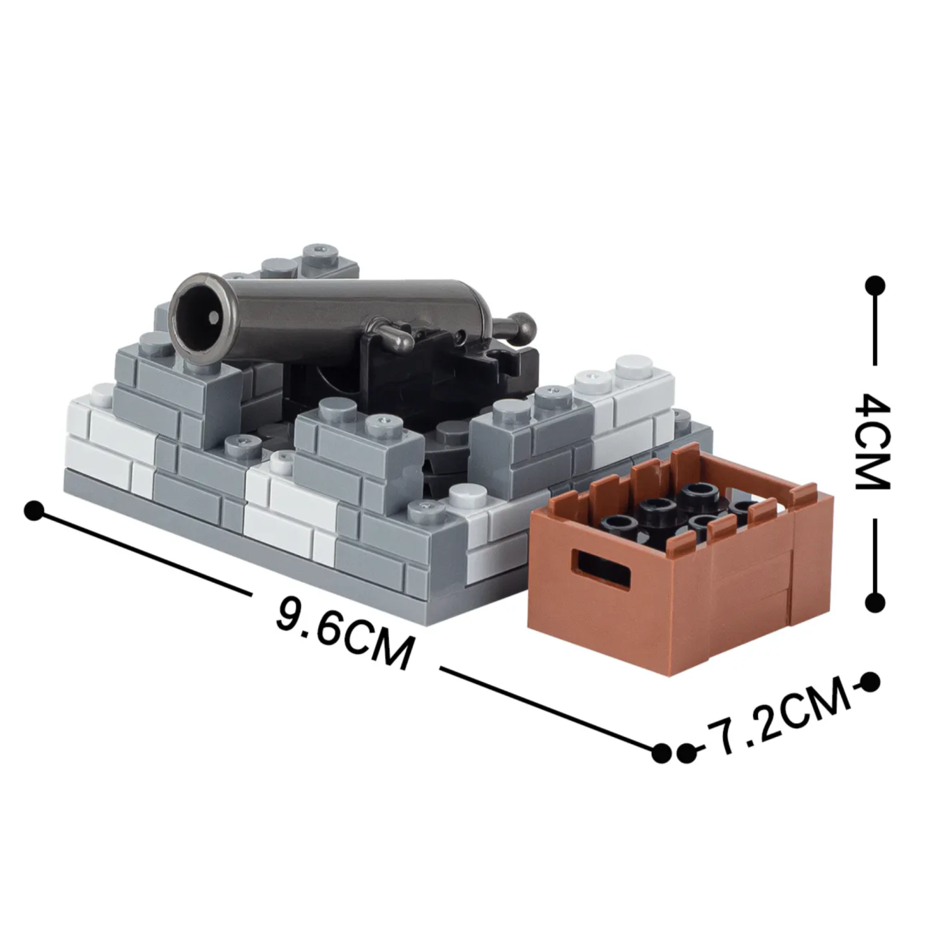Military Artillery Stone-Fortified Cannon Base Custom Military MOC Set