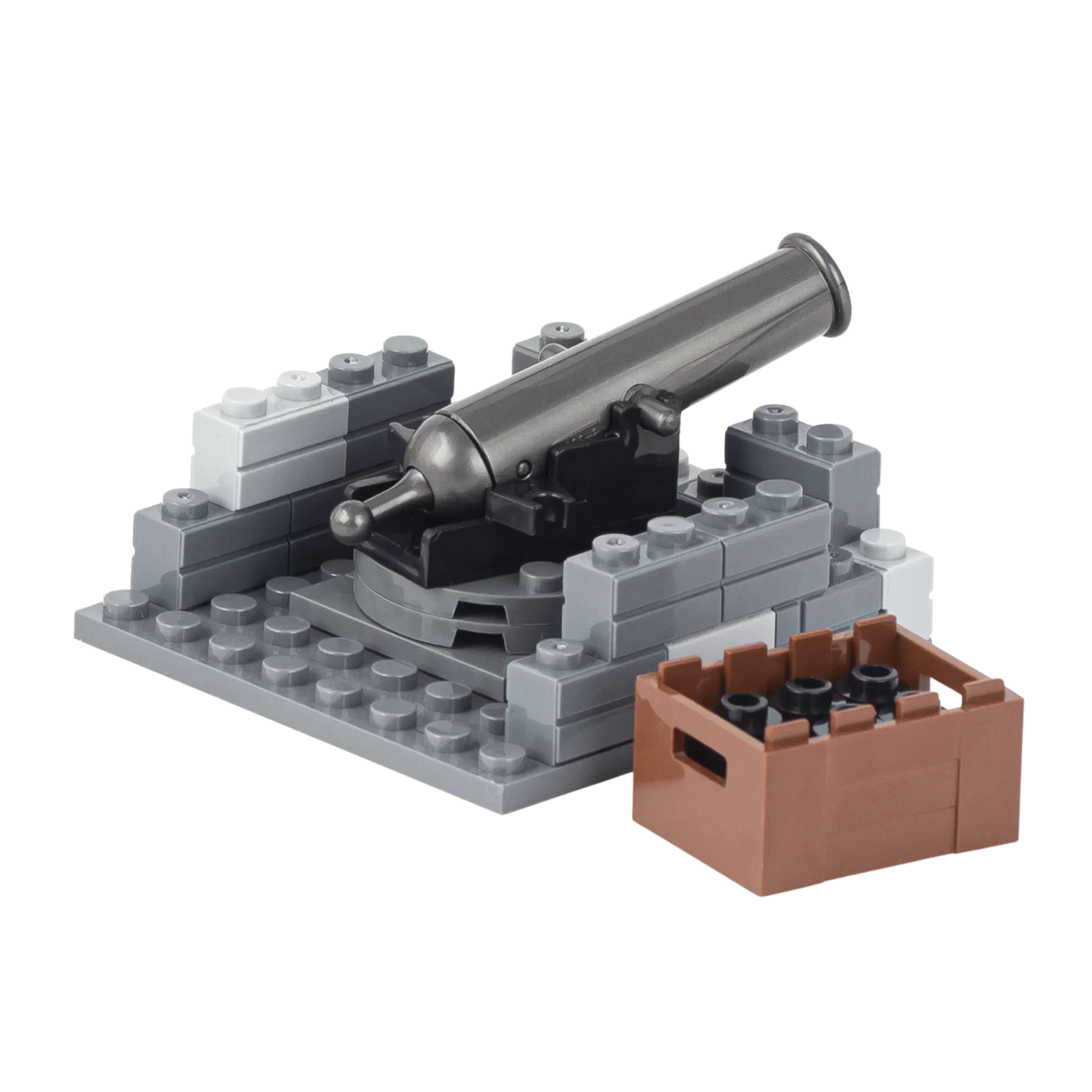 Military Artillery Stone-Fortified Cannon Base Custom Military MOC Set