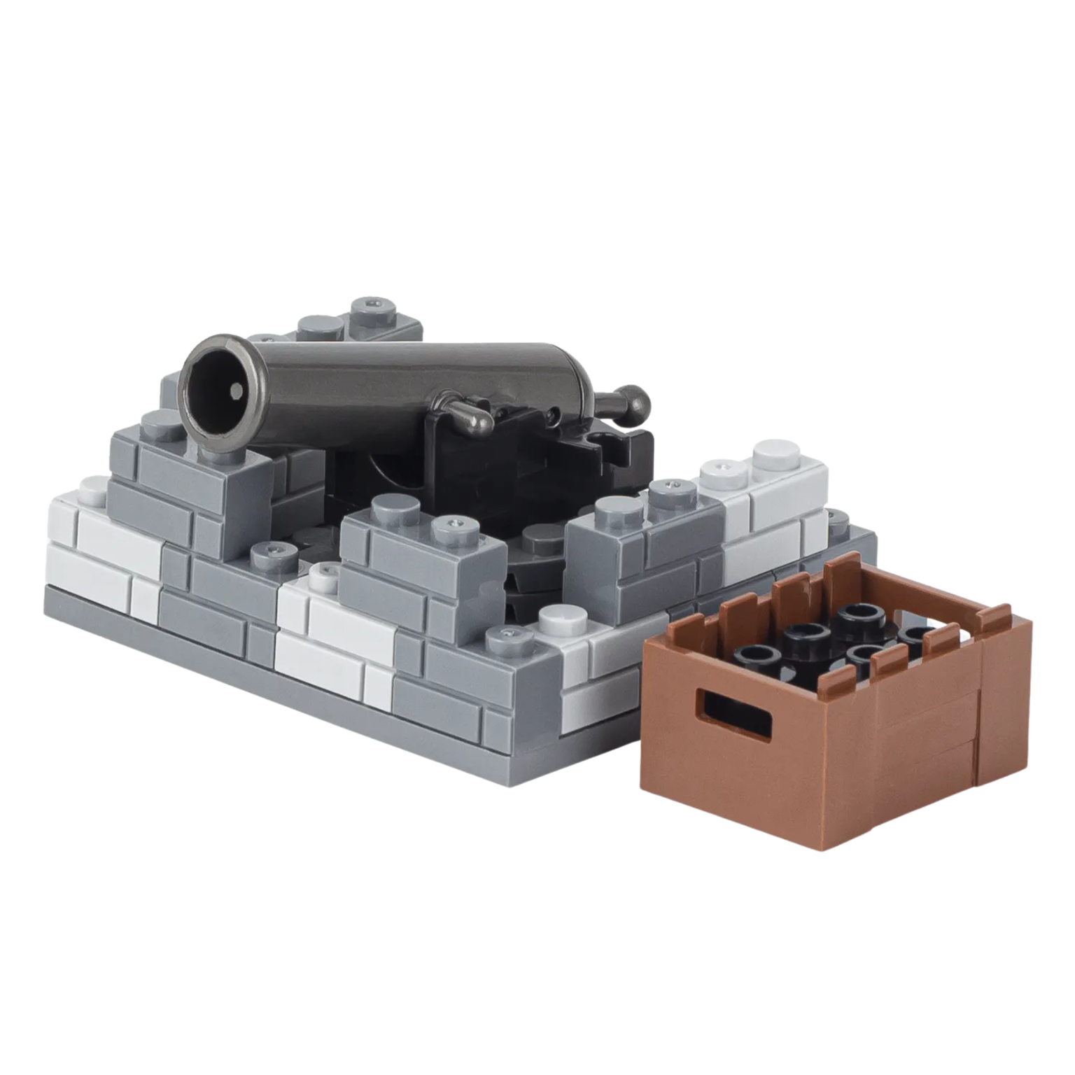 Military Artillery Stone-Fortified Cannon Base Custom Military MOC Set